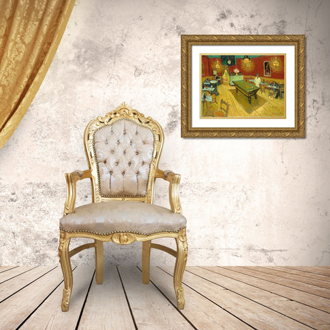 The Night Cafe (detail) Gold Ornate Wood Framed Art Print with Double Matting by van Gogh, Vincent