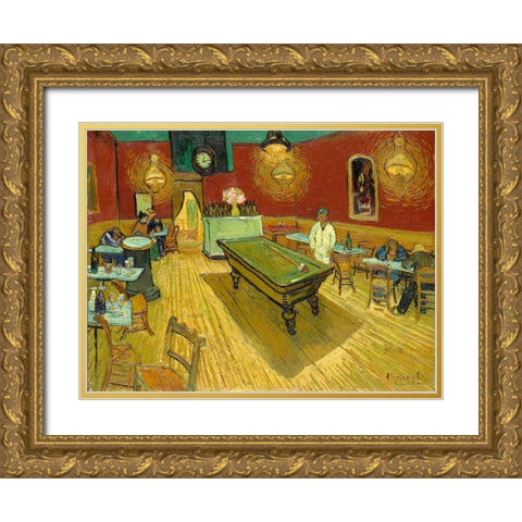 The Night Cafe (detail) Gold Ornate Wood Framed Art Print with Double Matting by van Gogh, Vincent