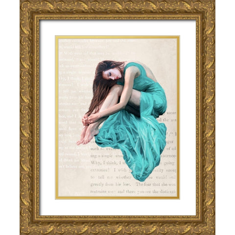 Seated Beauty II Gold Ornate Wood Framed Art Print with Double Matting by Haal, Van