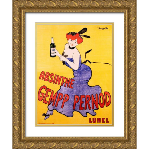 Absinthe Gempp Pernod 1903 Gold Ornate Wood Framed Art Print with Double Matting by Cappiello, Leonetto
