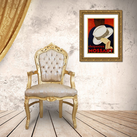 Chapeaux Mossant 1928 Gold Ornate Wood Framed Art Print with Double Matting by Olsky
