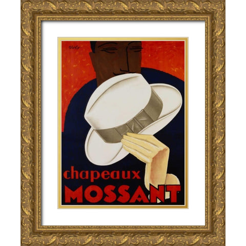 Chapeaux Mossant 1928 Gold Ornate Wood Framed Art Print with Double Matting by Olsky