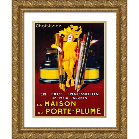La Maison du Porte-Plume 1924 Gold Ornate Wood Framed Art Print with Double Matting by DYlen, Jean