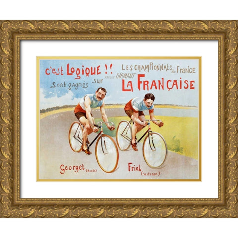 Cycles Diamant 1906 Gold Ornate Wood Framed Art Print with Double Matting by Anonymous