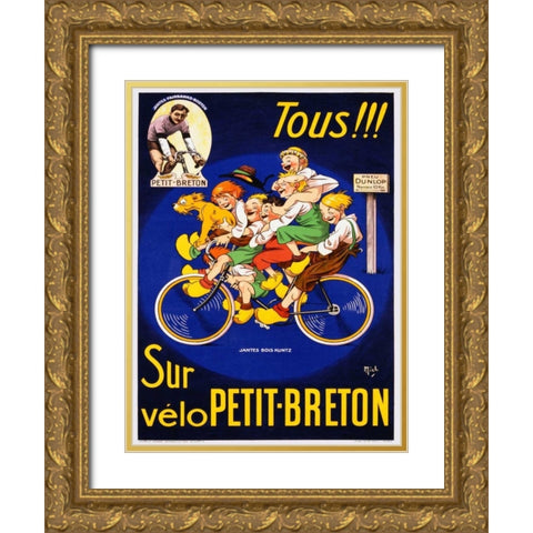 Petit Breton Gold Ornate Wood Framed Art Print with Double Matting by Anonymous