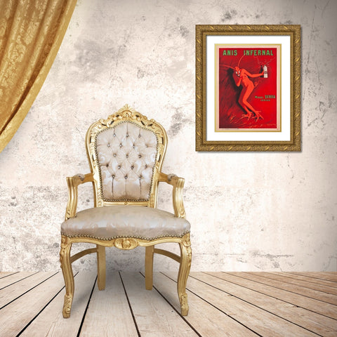 Anis Infernal Gold Ornate Wood Framed Art Print with Double Matting by Cappiello, Leonetto