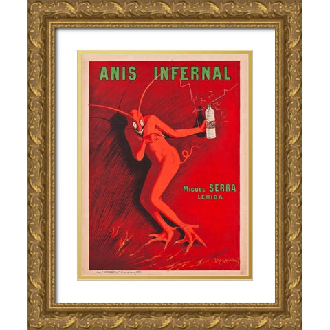 Anis Infernal Gold Ornate Wood Framed Art Print with Double Matting by Cappiello, Leonetto