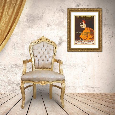 Jacqueminot Gold Ornate Wood Framed Art Print with Double Matting by Cappiello, Leonetto