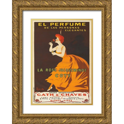 Jacqueminot Gold Ornate Wood Framed Art Print with Double Matting by Cappiello, Leonetto