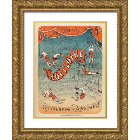 Les freres Roitlophe gymnastes aeriens Gold Ornate Wood Framed Art Print with Double Matting by Levy, Charles