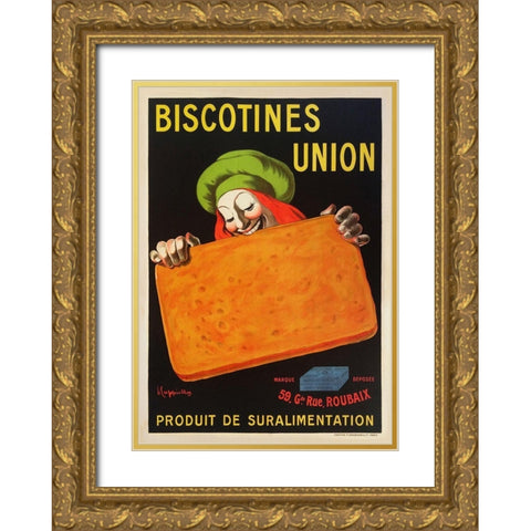 Biscotines Union Gold Ornate Wood Framed Art Print with Double Matting by Cappiello, Leonetto