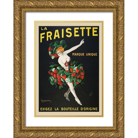 La Fraisette Gold Ornate Wood Framed Art Print with Double Matting by Cappiello, Leonetto