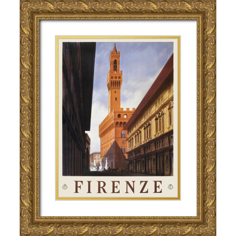 Firenze, 1938 Gold Ornate Wood Framed Art Print with Double Matting by Anonymous