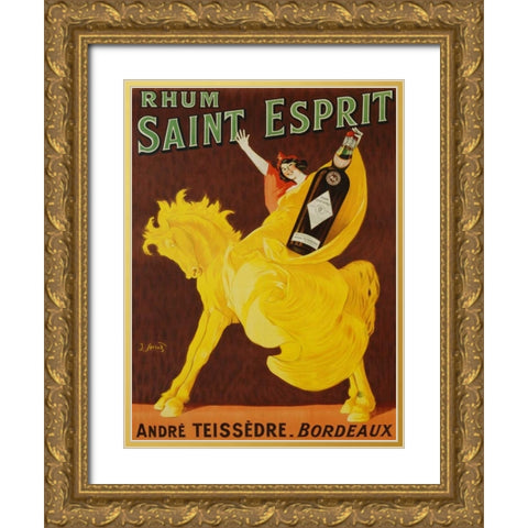 Rhum Saint Esprit 1919 Gold Ornate Wood Framed Art Print with Double Matting by Spring, J.