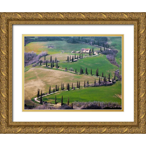 Road near Montepulciano Tuscany Gold Ornate Wood Framed Art Print with Double Matting by Ratsenskiy, Vadim