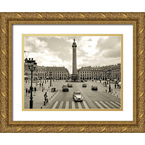 Place Vendome Paris Gold Ornate Wood Framed Art Print with Double Matting by Ratsenskiy, Vadim