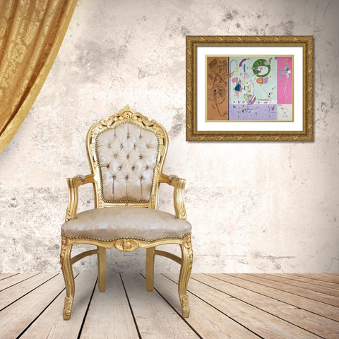 Parties diverses Gold Ornate Wood Framed Art Print with Double Matting by Kandinsky, Wassily