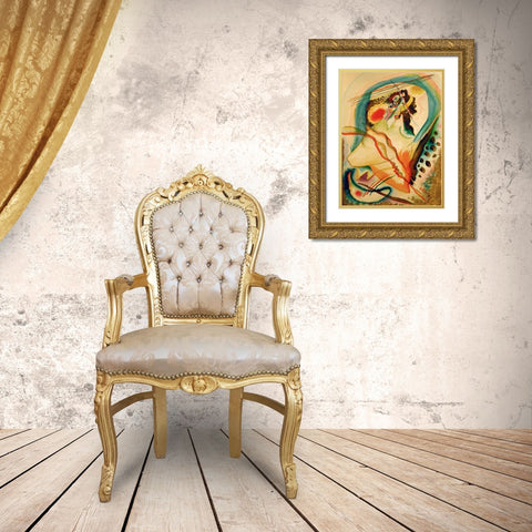Untitled composition Gold Ornate Wood Framed Art Print with Double Matting by Kandinsky, Wassily