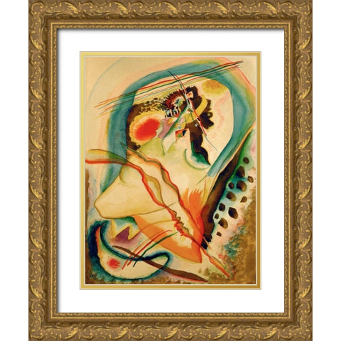 Untitled composition Gold Ornate Wood Framed Art Print with Double Matting by Kandinsky, Wassily