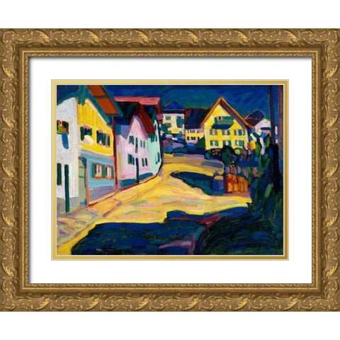 Murnau Burggrabenstrasse Gold Ornate Wood Framed Art Print with Double Matting by Kandinsky, Wassily