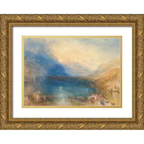 The Lake of Zug Gold Ornate Wood Framed Art Print with Double Matting by William, Turner