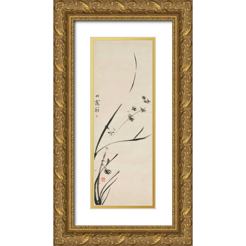 Orchids  Gold Ornate Wood Framed Art Print with Double Matting by Anonymous