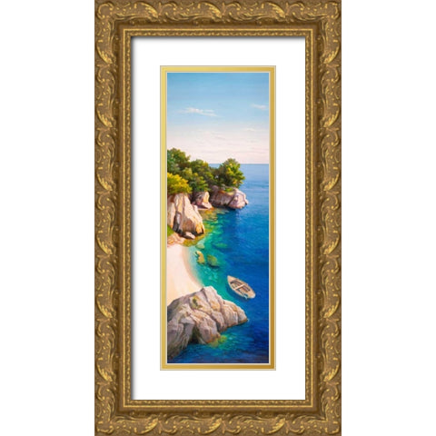 Caletta nel Mediterraneo Gold Ornate Wood Framed Art Print with Double Matting by Galasso, Adriano