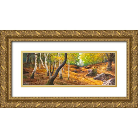 Sentiero nel bosco Gold Ornate Wood Framed Art Print with Double Matting by Galasso, Adriano