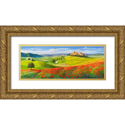 Verso il borgo in Toscana Gold Ornate Wood Framed Art Print with Double Matting by Galasso, Adriano