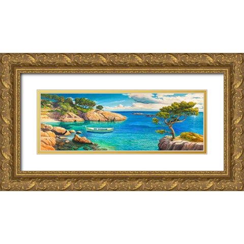 Verde Mediterraneo Gold Ornate Wood Framed Art Print with Double Matting by Galasso, Adriano