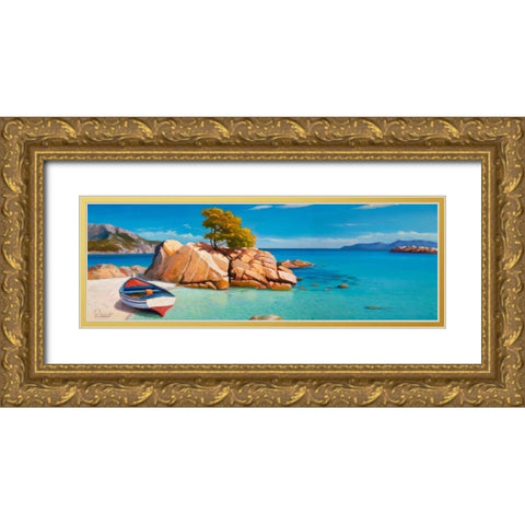 Cala smeraldo Gold Ornate Wood Framed Art Print with Double Matting by Galasso, Adriano