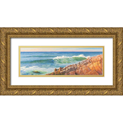 Onde sulla scogliera Gold Ornate Wood Framed Art Print with Double Matting by Galasso, Adriano