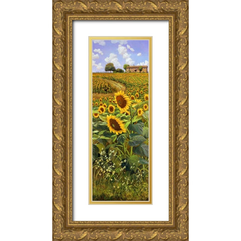 Collina toscana Gold Ornate Wood Framed Art Print with Double Matting by Del Missier, Andrea