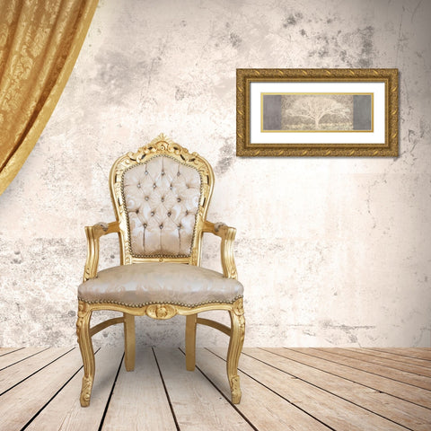 Grey Brocade Panel Gold Ornate Wood Framed Art Print with Double Matting by Aprile, Alessio