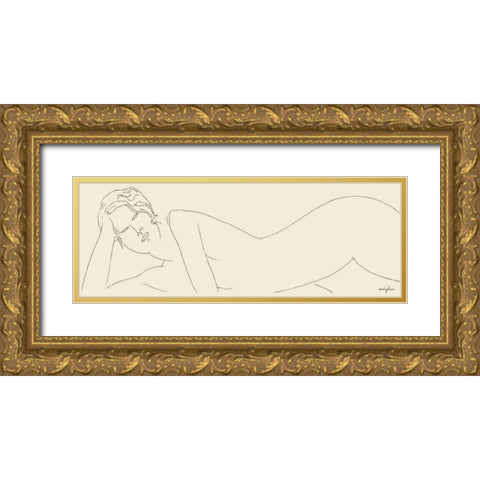 Nu allonge Gold Ornate Wood Framed Art Print with Double Matting by Modigliani, Amedeo
