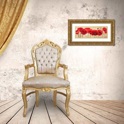 Red Poppies Gold Ornate Wood Framed Art Print with Double Matting by Ann, Cynthia
