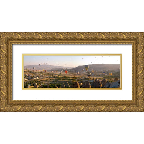 Air Balloons in Goreme, Cappadocia, Turkey Gold Ornate Wood Framed Art Print with Double Matting by Pangea Images