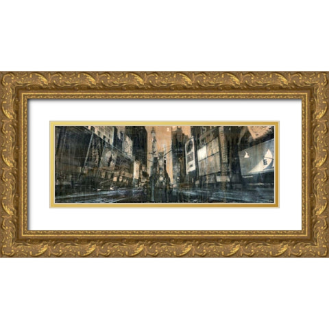 Times Square 1 Gold Ornate Wood Framed Art Print with Double Matting by Moschetta, Dario