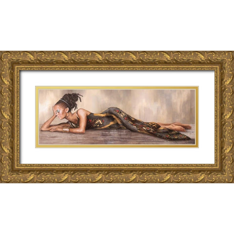 Beaute d Afrique Gold Ornate Wood Framed Art Print with Double Matting by Duval, Sonya
