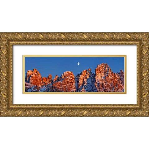 Pale di San Martino and moon, Italy Gold Ornate Wood Framed Art Print with Double Matting by Krahmer, Frank
