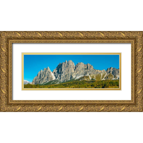Pomagagnon and larches in autumn, Cortina dAmpezzo, Dolomites, Italy Gold Ornate Wood Framed Art Print with Double Matting by Krahmer, Frank