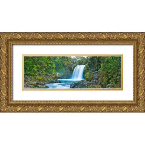 Tawhai Falls, New Zealand (detail) Gold Ornate Wood Framed Art Print with Double Matting by Frank, Krahmer
