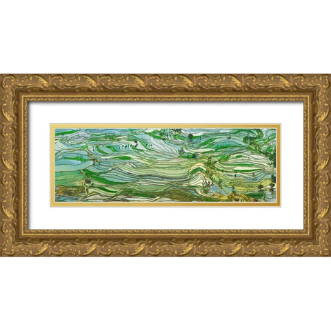 Rice Terraces- Yunnan- China Gold Ornate Wood Framed Art Print with Double Matting by Krahmer, Frank