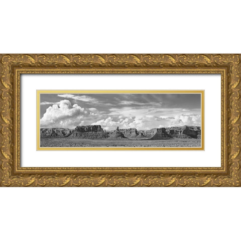 Valley Of The Gods- Utah- USA (BW) Gold Ornate Wood Framed Art Print with Double Matting by Krahmer, Frank