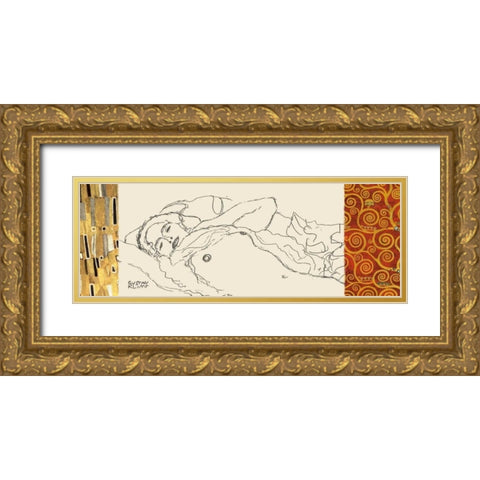 Deco Woman I Gold Ornate Wood Framed Art Print with Double Matting by Klimt, Gustav