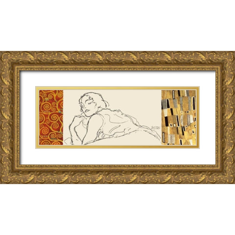 Deco Woman II Gold Ornate Wood Framed Art Print with Double Matting by Klimt, Gustav