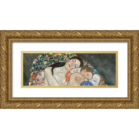 Death and Life Gold Ornate Wood Framed Art Print with Double Matting by Klimt, Gustav