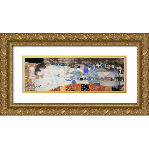 The Three Ages of Woman Gold Ornate Wood Framed Art Print with Double Matting by Klimt, Gustav