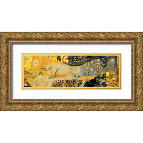 Water Serpents I Gold Ornate Wood Framed Art Print with Double Matting by Klimt, Gustav