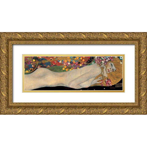 Sea Serpents II Gold Ornate Wood Framed Art Print with Double Matting by Klimt, Gustav